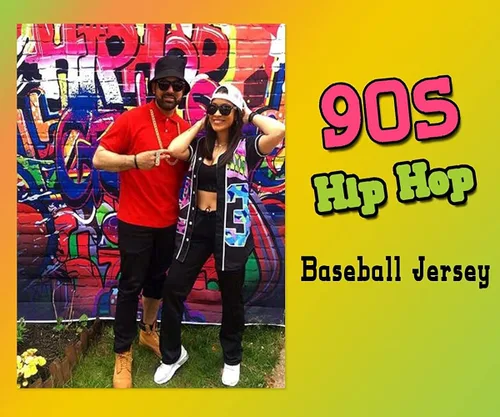 Miniatura 4 de Amzdest Ropa de los años 90 para mujer, traje unisex de hip hop para fiesta, camiseta de béisbol Bel Air, camisa de manga corta con botones
