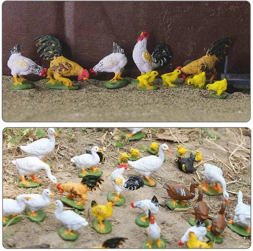 Miniatura 2 de 30pcs O Gauge Farm Animal 1:43 Escala Pintada Pollo Pato Ganso PVC Modelo Tren Diseño AN4304-30-AMUS