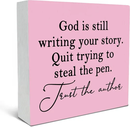 Miniatura 10 de SRADMO God Is Still Writing Your Story, decoración de versículos bíblicos para sala de oración, caja de madera negra cristiana para oficina en casa