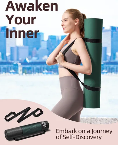Miniatura 6 de YOTTOY Esterilla de Yoga, 72"x 32"x1/3" Extra Ancha Antideslizante para Ejercicio Fitness Yoga, Esterillas Ecológicas de TPE para Ejercicio