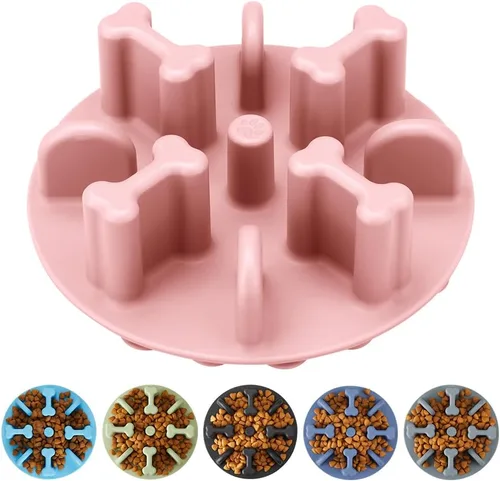 Miniatura 11 de Cuencos para perros de alimentación lenta, rompecabezas antiasfixia de silicona suave, alimentador lento, antideslizante para comer lentamente, Gris