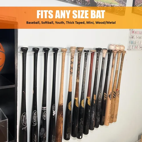 Miniatura 4 de Percha de exhibición de bate de béisbol para 5 bates o pelotas – Soporte vertical para bate y béisbol – Mejor que el vitrina Acrílico resistente