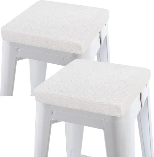 Miniatura 11 de baibu Juego de 2 cojines cuadrados de espuma viscoelástica de 12 pulgadas, diseño de doble capa con lazos, cojín cuadrado para silla para taburetes