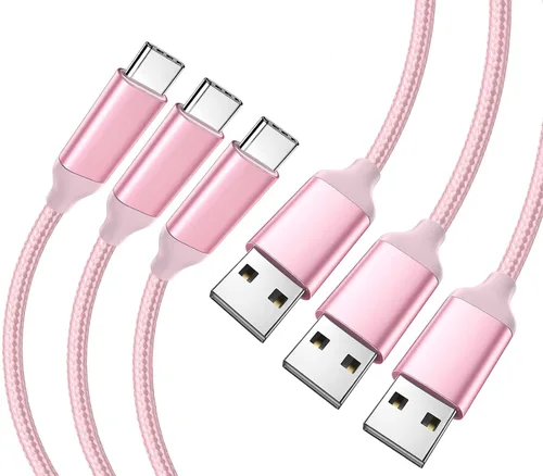 Miniatura 12 de Awnuwuy [2 unidades de 10 pies] Cable de carga USB tipo C rosa, cable largo para Android auto, USB A a USB C, cable de carga rápida para Samsung