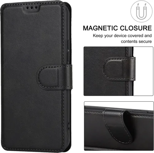Miniatura 5 de QLTYPRI Para Samsung Galaxy A14 Case Premium PU Leather Simple Wallet Case [Ranuras para tarjetas] [Soporte manos libres] [Cierre magnético] Funda