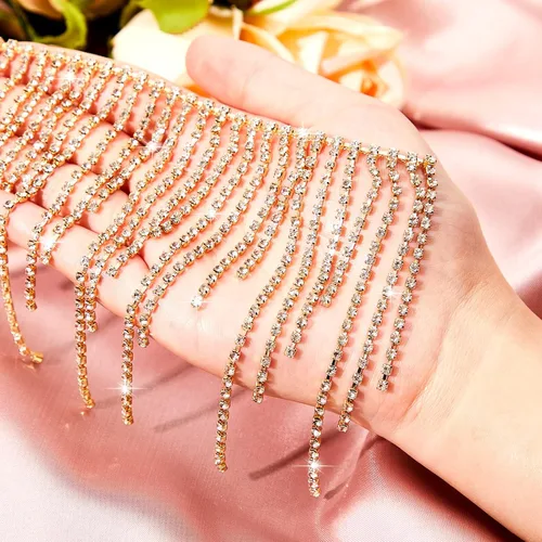Miniatura 3 de Cinturón con flecos de diamantes de imitación con cuentas y cadena de borlas de diamantes para jeans, accesorios de ropa, decoración de bricolaje