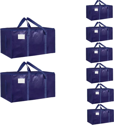 Miniatura 13 de Paquete de 4 bolsas de mudanza extra grandes y resistentes, bolsas de almacenamiento impermeables con asas y cremalleras, plegables para dormitorio