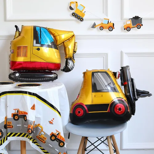 Miniatura 3 de Suministros para fiestas de cumpleaños de construcción, 147 piezas, kit de guirnalda de arco de globos de construcción, color naranja y negro