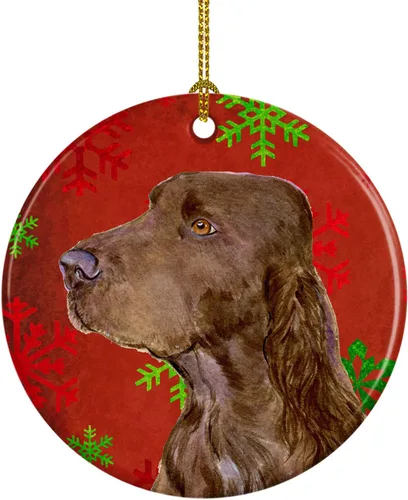 Miniatura 27 de Caroline's Treasures Bulldog English - Copos de nieve rojos y verdes, adorno de cerámica de Navidad, decoración colgante para el hogar, Navidad