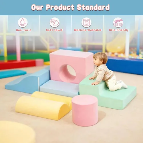 Miniatura 5 de MIND&ACTION 6 piezas de juguetes de escalada para niños pequeños, juguetes de escalada para niños de 1 año, juego suave, bloques de escalada