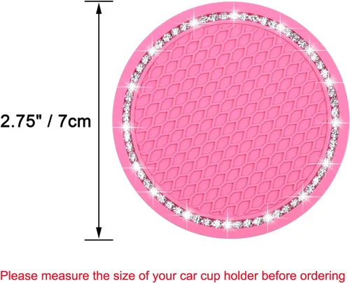 Miniatura 2 de Wisdompro - Posavasos para automóvil, paquete de 2 posavasos de PVC para automóvil, antideslizantes, accesorios universales para el interior del Rosa