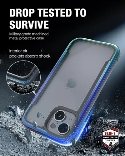 Miniatura 3 de RAPTIC Shield para iPhone 15, funda protectora transparente a prueba de golpes, grado militar, probada en caídas de 10 pies, marco de aluminio