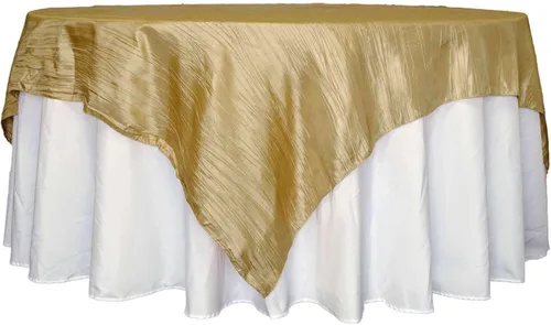 Miniatura 39 de Efavormart - Mantel cuadrado de tafetán arrugado de acordeón beige de 72 x 72 pulgadas