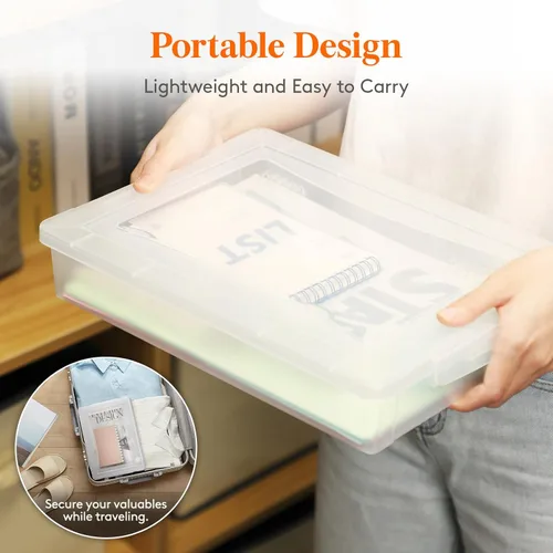 Miniatura 7 de Lifewit Paquete de 2 organizadores de papel, 12.6 x 9.1 in/12 x 9 pulgadas, caja de archivos de plástico multiusos con tapas de cierre, contenedores