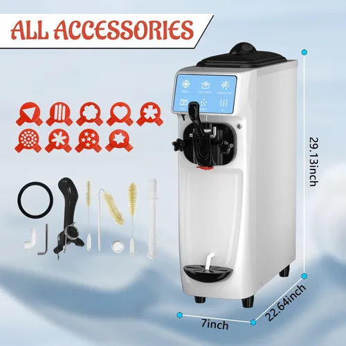 Miniatura 9 de Máquina de helado de servicio suave, máquina de helado de 4 a 4.5 galones/H, pantalla de 7 pulgadas, máquina de servir suave con preenfriamiento