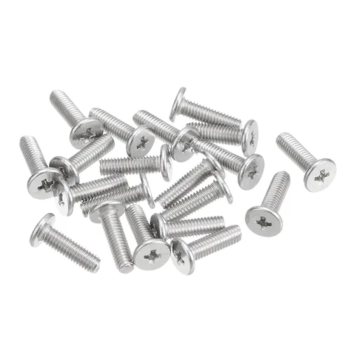 Miniatura 7 de Uxcell M1-0.25 x 2 mm 50 piezas Tornillos de cabeza plana redonda 304 de acero inoxidable Phillips Drive tornillos de máquina para fijación