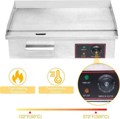 Miniatura 3 de 21" plancha eléctrica comercial, plancha eléctrica comercial de la encimera del acero inoxidable de la parrilla 3000W del top plano comercial