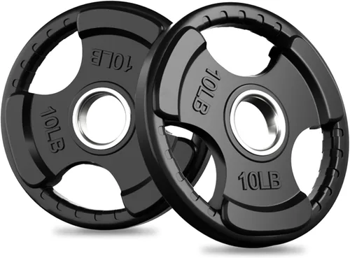 Miniatura 7 de RitFit Weight Plates for Barbell, 2-Inch Olympic Rubber Grip Plates for Weightlifting and Strength Training in Home & Gym, Single, Pair and Sets
