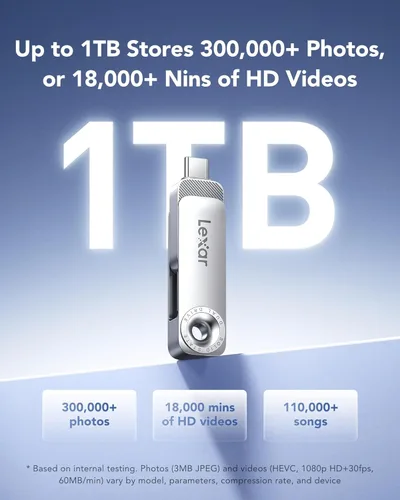 Miniatura 6 de Lexar D50E 128GB Unidad de estado sólido de doble unidad, unidad flash USB hasta 400MB/s de lectura, 360MB/s de escritura de alto rendimiento