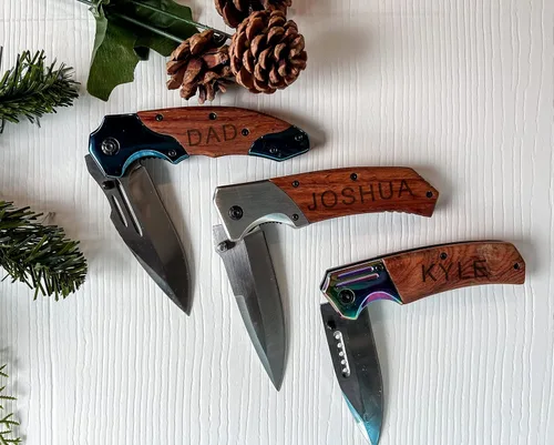 Miniatura 8 de Navaja de bolsillo de regalo para hombres y él, personalizada grabada, idea de amor para papá, novio, padrinos de boda, esposo, hijo, día del padre