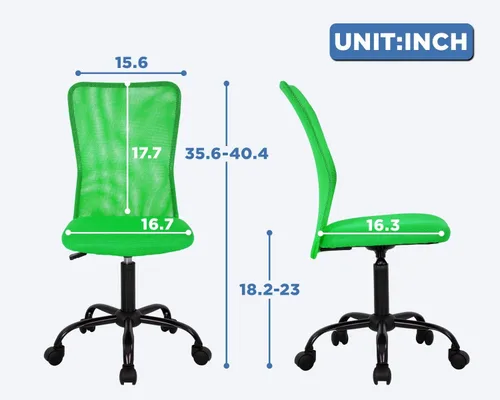 Miniatura 2 de Silla de oficina en casa de malla sin brazos, ergonómica, ejecutiva, ajustable, respaldo medio para mujer, pequeño, moderno, giratorio, escritorio