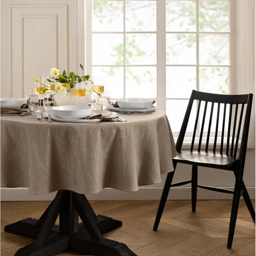 Miniatura 9 de Elrene Home Fashions - Mantel Continental de textura sólida resistente al agua, manchas y arrugas, 70 pulgadas, redondo, color gris pardo