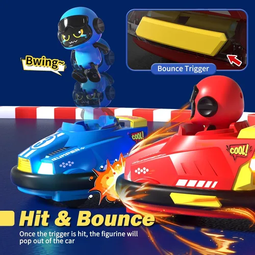 Miniatura 3 de bessome Paquete de 2 Lindos Autos Chocadores con Control Remoto de Dibujos Animados para Niños Pequeños - Mini Autos RC con Luz y Sonido y Rotación