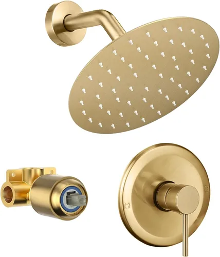 Miniatura 13 de Juego de llave de ducha HUCKLE con cabezal de ducha, llave de ducha negra de 15 cm con válvula, cabezal de ducha de lluvia de mango único negro mate