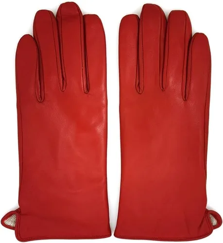 Miniatura 4 de ZLUXURQ Guantes de cuero suave italiano de lujo para mujer, guantes de piel de oveja genuina para mujer, guantes de clima frío con forro de cachemira