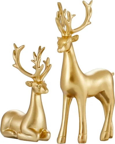 Miniatura 9 de Regalo Decorativo Navideño 2 Piezas Escultura de Ciervo 3D Adornos de Ciervo Geométricos Utilizados para Realzar la Atmosfera Festiva Chimenea Mesa