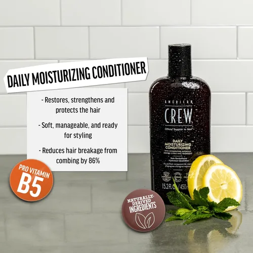 Miniatura 2 de American Crew Acondicionador para hombres, hidratante diario, derivado de forma natural, fórmula vegana, fragancia de menta cítrica, 33.8 onzas