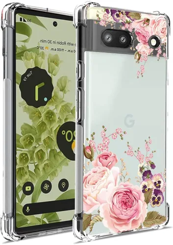 Miniatura 9 de Funda para Pixel 6A, GX7AS Linda, Transparente Flexible Bumper TPU Suave Goma Silicona Funda Teléfono Funda para Google Pixel 6A Rosa Mariposa