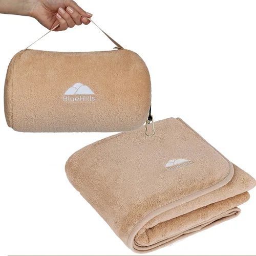 Miniatura 21 de BlueHills - Manta y almohada premium suave y alta para viajes en avión, esenciales para vuelos largos, manta larga para llevar en la bolsa con clip