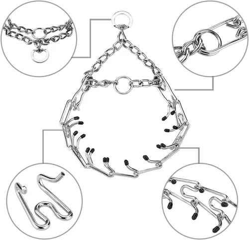 Miniatura 7 de Collares de púas para perros, collar de perro sin tirones, collar de entrenamiento para perros grandes, medianos y pequeños, de acero inoxidable