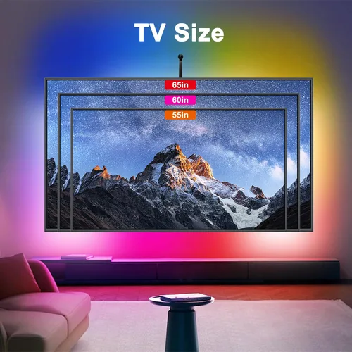 Miniatura 7 de Retroiluminación LED para TV, tira de luces LED cortables de 12.5 pies que cambian con pantalla de televisores de 55 a 65 pulgadas y monitor de PC