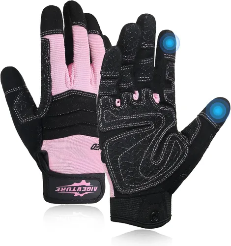 Miniatura 15 de AIGEVTURE Guantes de trabajo para hombre y mujer, guantes de jardinería de uso general con pantalla táctil, guantes de mecánico delgados de trabajo