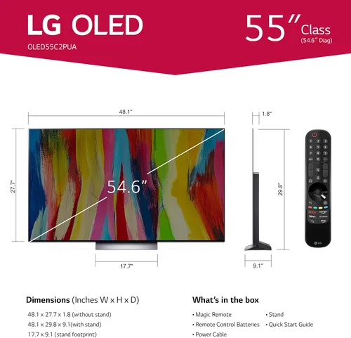 Miniatura 3 de LG serie C2 televisor inteligente OLED evo de 55 pulgadas OLED55C2PUA, 2022 - Televisor inteligente 4K con potencia de IA, Alexa integrado
