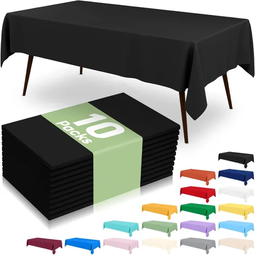 Miniatura 18 de misaya 6 paquetes de manteles de plástico desechables, 54 x 72 pulgadas mantel rectangular impermeable, cubiertas de mesa decorativas a prueba