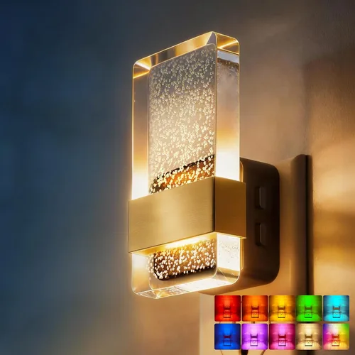 Miniatura 20 de DORESshop Luces nocturnas LED enchufables a la pared, luz nocturna regulable de 3 niveles, luz nocturna decorativa de burbujas, sensor de atardecer
