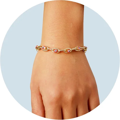 Miniatura 3 de sineed Pulsera de mal de ojo chapado en oro de 14 quilates, joyería de moda, ajustable, de buena suerte, pulsera de cadena de acero inoxidable
