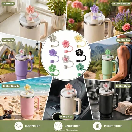 Miniatura 2 de Tapas de popote de silicona para vasos de 0.394 in Cubrepopotes reutilizables a prueba de polvo compatibles con vasos Stanley de 30 y 40 onzas