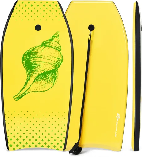 Miniatura 15 de Goplus Bodyboard para playa, 33/37/41 pulgadas, tabla de cuerpo ligero con correa de muñeca, núcleo EPS, cubierta XPE, parte inferior lisa de HDPE