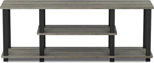 Miniatura 5 de Furinno Turn-N-Tube - Soporte para televisor de 3 niveles, 3D, sin herramientas, para televisores de hasta 50 pulgadas, con tubos cuadrados