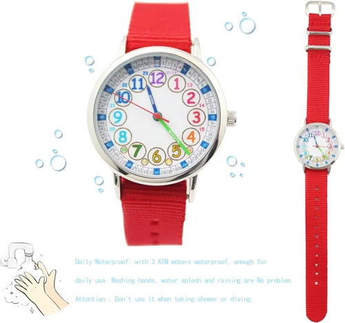 Miniatura 4 de Bigbangbang Reloj analógico para niños, reloj de tiempo de aprendizaje, correa de tela suave para primer reloj, reloj de tiempo de lectura