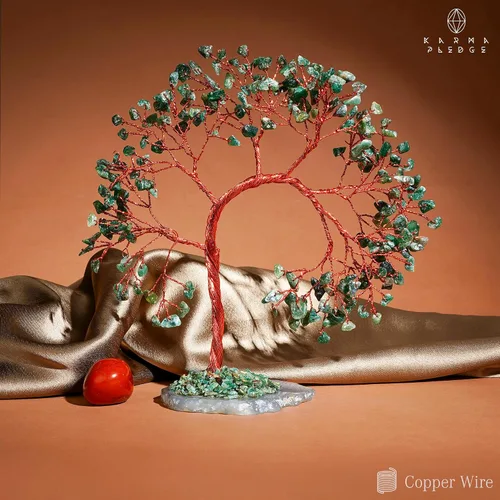 Miniatura 6 de Árbol de la Vida de Cristal de Aventurina Verde, Árboles de Cristales Curativos de 7 Chakras, Árbol Bonsái de Dinero Hecho a Mano, Decoración Feng