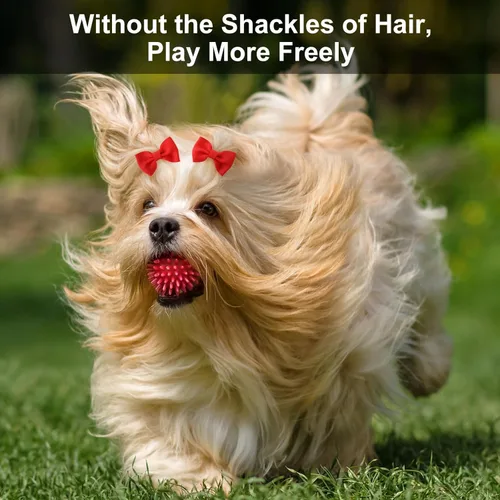 Miniatura 7 de Janinka 36 lazos para el pelo de perro con bandas de goma, lazos anudados para perros pequeños, perlas de flores, bandas elásticas para el cabello