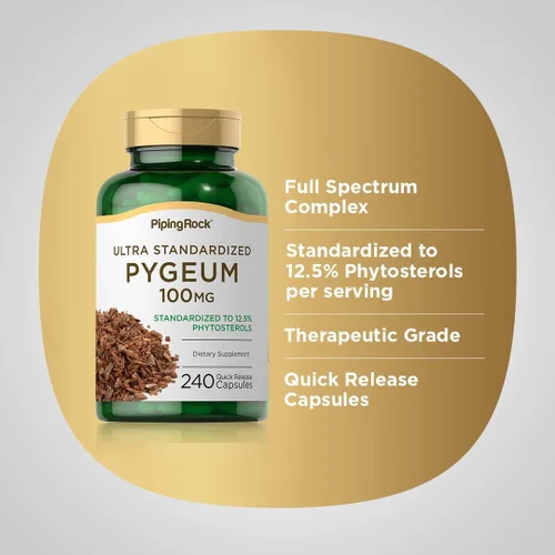 Miniatura 4 de Piping Rock Pygeum 100 mg 240 cápsulas Suplemento para hombres y mujeres Extracto de corteza de Pygeum Africanum Fitoesteroles ultra