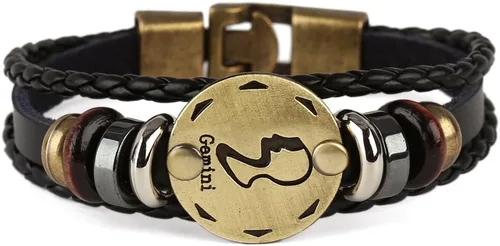 Miniatura 67 de Hamoery Pulsera de cuero de aleación punk para Constellation trenzada pulsera pulsera brazalete