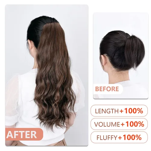 Miniatura 29 de Extensiones de cola de caballo de cabello rubio, extensiones de cola de caballo para mujer, pinza de extensiones de cabello rizado de 12 pulgadas