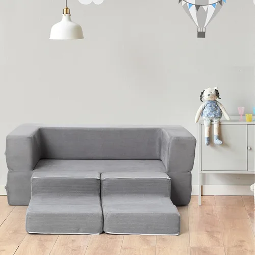 Miniatura 5 de Sofá modular para niños pequeños, muebles imaginativos para dormitorio, sofá infantil para jugar, dormir, niñas y niños pequeños, gris